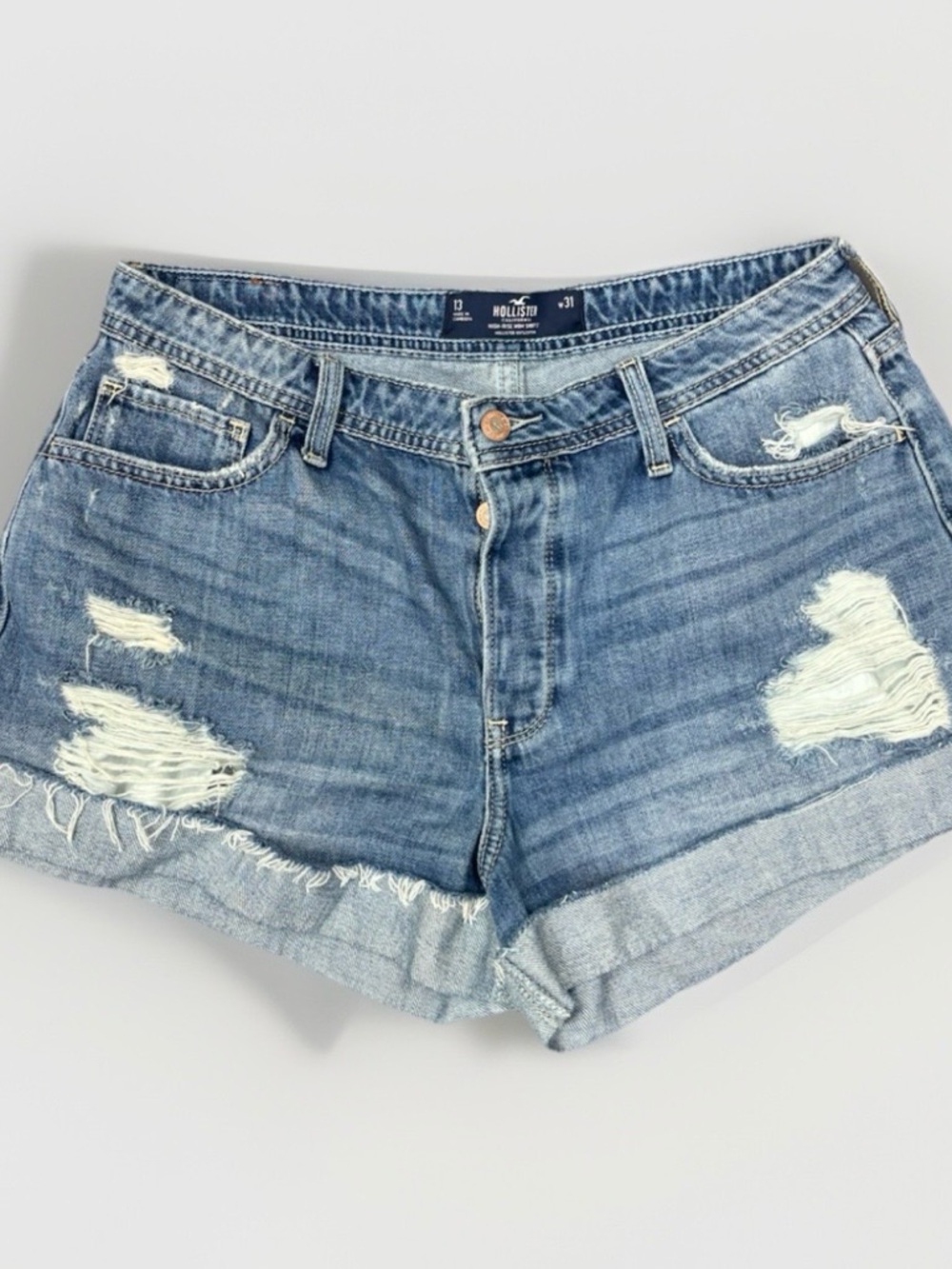 Hollister Medium Wash High-Rise Mom Denim Shorts
